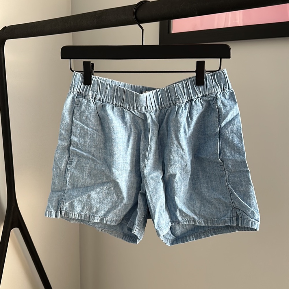 Madewell Light Blue Cotton Chambray Pull-On Shorts XS